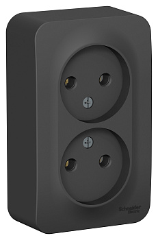 Розетка двойная BLANCA SE накладная с изоляционной пластиной антрацит в Хабаровске