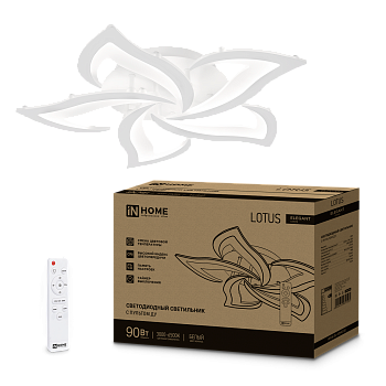 Светильник светодиодный ELEGANT LOTUS 90Вт 230В 3000-6500K 7000Лм 590х570х90мм c пультом ДУ белый IN HOME в Хабаровске