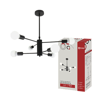 Светильник потолочный под лампу LOFT SPUTNIK-6E27-BL 6хЕ27 черный IN HOME в Хабаровске