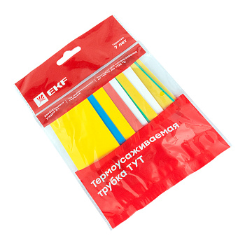 Термоусаживаемая трубка ТУТ нг 30/15 набор 7 цветов по 3 шт 100 мм EKF PROxima в Хабаровске