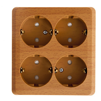 Розетка четырехместная ЭТЮД SE накладная со шторками с заземлением бук в Хабаровске