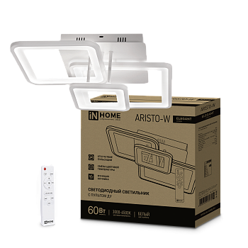 Светильник светодиодный ELEGANT ARISTO-W 60Вт 230В 3000-6500K 4700Лм 530х448х150мм пульт ДУ белый IN HOME в Хабаровске