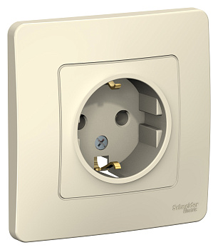 Розетка одинарная BLANCA SE с заземлением молочная в Хабаровске