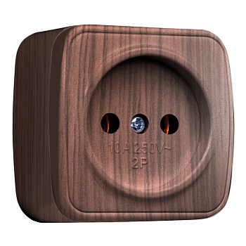 Розетка 1-местная ОП Минск 10А без заземления тёмное дерево EKF в Хабаровске