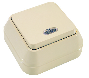 Выключатель одноклавишный накладной с подсветкой MAKEL крем в Хабаровске