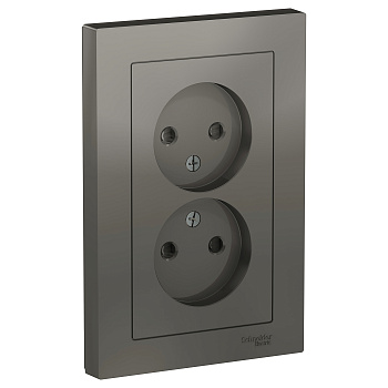 Розетка двойная AtlasDesign SE со шторками сталь в сборе в Хабаровске