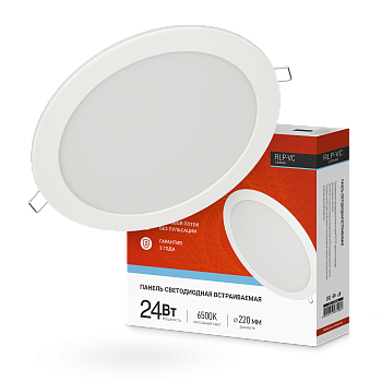 Панель светодиодная встраиваемая круглая RLP-VC 24Вт 230В 6500К 1920Лм 220мм белая IP40 IN HOME в Хабаровске