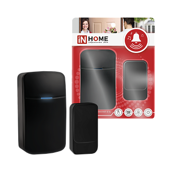 Звонок беспроводной KD-BL 38 мелодий с вилкой 230В с подсветкой с пьезокнопкой 150м черный IN HOME в Хабаровске