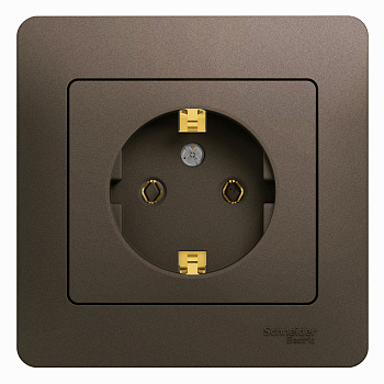 Розетка одинарная Glossa SE с заземлением шоколад в сборе в Хабаровске