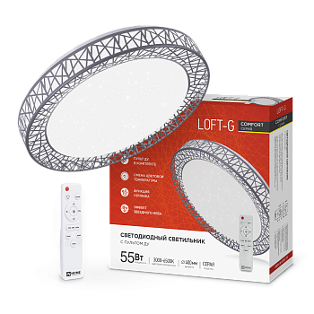 Светильник светодиодный COMFORT LOFT-G 55Вт 230В 3000-6500K 4400Лм 400x105мм с пультом ДУ IN HOME в Хабаровске