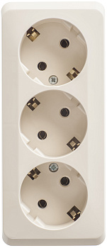 Розетка тройная ЭТЮД SE накладная с заземлением крем в Хабаровске