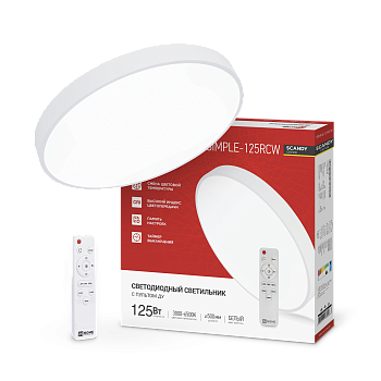 Светильник светодиодный SCANDY SIMPLE-125RCW 125Вт 230В 3000-6500K 10000Лм 500x50мм с пультом ДУ белый IN HOME в Хабаровске
