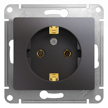 Розетка 1ая с заземлением Glossa графит в Хабаровске