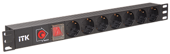 ITK PDU 7 розеток немецкий стандарт с LED выключателем 1U без шнура, вх. С14 в Хабаровске