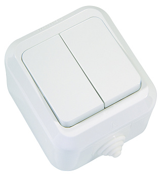 Выключатель двухклавишный накладной IP44 MAKEL белый в Хабаровске