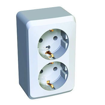 Розетка двойная ЭТЮД SE накладная с заземлением белая в Хабаровске