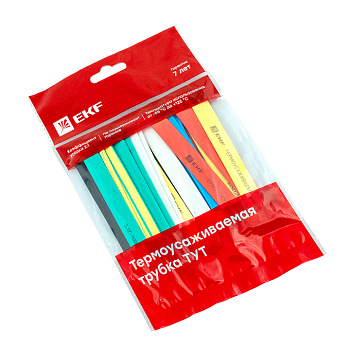 Термоусаживаемая трубка ТУТ нг 12/6 набор 7 цвет по 3 шт 100 мм EKF PROxima в Хабаровске