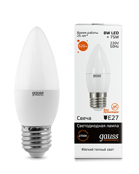 Лампа светодиодная LED-СВЕЧА 8Вт E27 3000K 520Лм Elementary GAUSS в Хабаровске