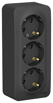 Розетка тройная BLANCA SE накладная с заземлением с изоляционной пластиной антрацит в Хабаровске