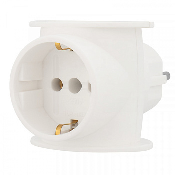 Тройник электрический универсальный 16 А одно гнездо с заземлением белый REXANT в Хабаровске