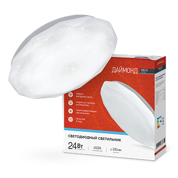 Светильник светодиодный серии DECO ДАЙМОНД 24Вт 230В 6500К 2160Лм 330х55мм IN HOME в Хабаровске