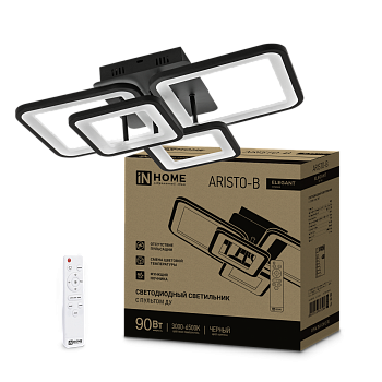 Светильник светодиодный ELEGANT ARISTO-B 90Вт 230В 3000-6500K 7000Лм 535х370х150мм пульт ДУ черный IN HOME в Хабаровске