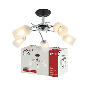 Люстра под лампу AURA NEST-5E27-CH 5хЕ27 матовый плафон хромированный корпус IN HOME в Хабаровске