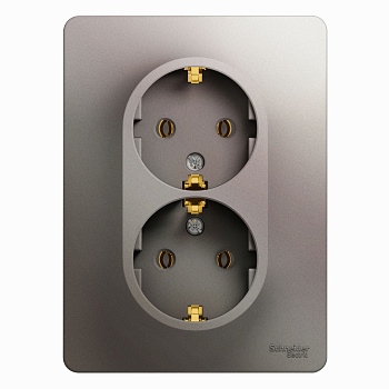 Розетка двойная Glossa SE с заземлением платина в сборе в Хабаровске