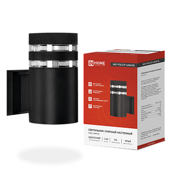 Светильник уличный настенный односторонний НБУ POLO-R-1xA60-BL алюминиевый черный IP54 IN HOME в Хабаровске