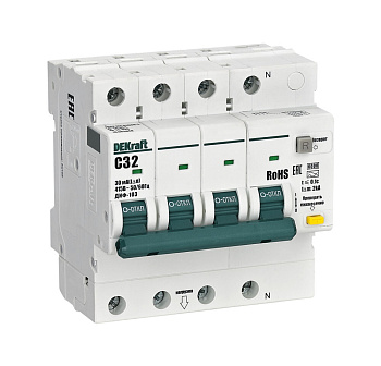 АВДТ ДИФ-103 3P+N 32А 30мА AC х-ка C 6кА DEKraft в Хабаровске