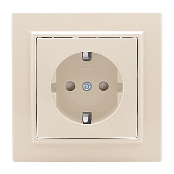 Розетка 1-местная СП с заземлением 16А бежевый с защитной шторкой Минск EKF в Хабаровске