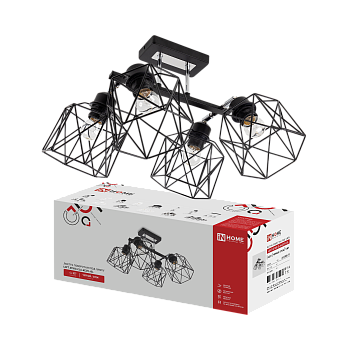 Люстра поворотная под лампу LOFT ATIKO-СLА-4E27L-BL 4хЕ27 черный, хром IN HOME в Хабаровске