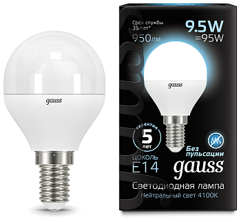 Лампа светодиодная LED-ШАР 9.5Вт E14 4100K 950Лм Black GAUSS в Хабаровске