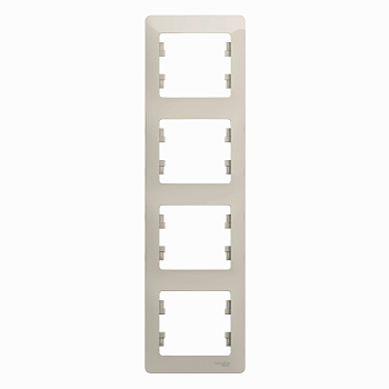 Рамка четырехместная вертикальная Glossa SE молочная в Хабаровске