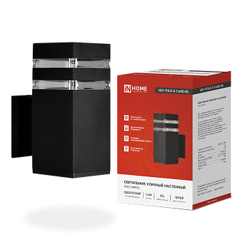 Светильник уличный настенный односторонний НБУ POLO-S-1xA60-BL алюминиевый черный IP54 IN HOME в Хабаровске