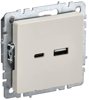 Розетка USB A+C 18Вт BRITE IEK бежевая в Хабаровске