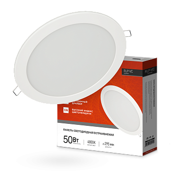 Панель светодиодный встраиваемая круглая RLP-VC 50Вт 230В 4000К 4000Лм 295мм белая IP40 IN HOME в Хабаровске