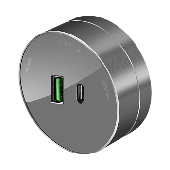 Розетка 2хUSB (тип А+С) 18Вт, 5В/3А Графит MultiTrack SE в Хабаровске