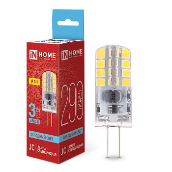 Лампа светодиодная LED-JC 3Вт 12В G4 6500К 290Лм IN HOME в Хабаровске