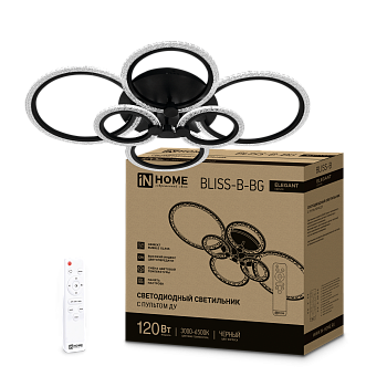 Светильник светодиодный ELEGANT BLISS-B-BG 120Вт 230В 3000-6500K 8400Лм 780х550х130мм пульт ДУ черный IN HOME в Хабаровске