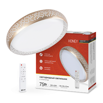 Светильник светодиодный COMFORT HONEY 75Вт 230В 3000-6500K 6000Лм 500х120мм c пультом ДУ IN HOME в Хабаровске