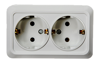 Розетка двойная с заземлением BOLLETO белая накладная 7128 IN HOME в Хабаровске