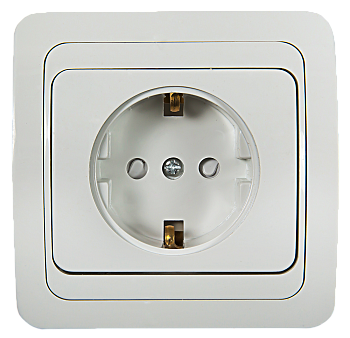 Розетка одинарная с заземлением со шторкой CLASSICO белая 2028x IN HOME в Хабаровске