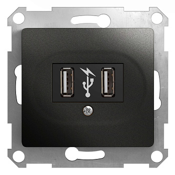 Розетка USB 1400 мА GLOSSA Schneider Electric антрацит в Хабаровске