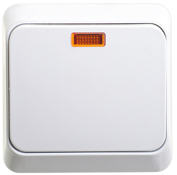 Выключатель одноклавишный ЭТЮД SE накладной с подсветкой белый в Хабаровске