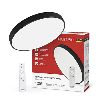 Светильник светодиодный SCANDY SIMPLE-125RCB 125Вт 230В 3000-6500K 10000Лм 500x50мм с пультом ДУ черный IN HOME в Хабаровске