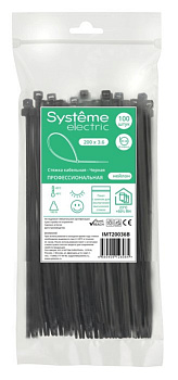 Стяжка кабельная нейлоновая 200х3.6 Чёрная (100шт) в пакете с замком ЗИП-ЛОК Systeme Electric в Хабаровске