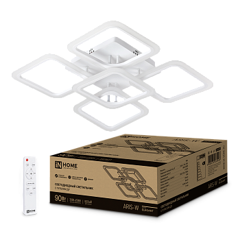 Светильник светодиодный ELEGANT ARIS-W 90Вт 230В 3000-6500K 7000Лм 590х590х130мм c пультом ДУ белый IN HOME в Хабаровске
