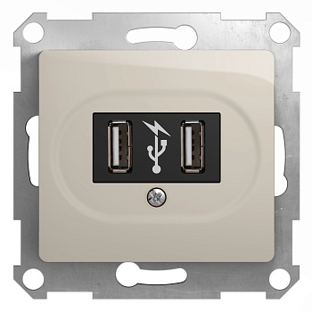 Розетка USB 1400 мА GLOSSA Schneider Electric молочная в Хабаровске