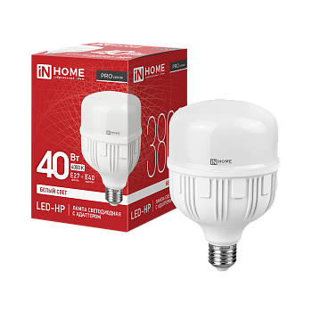 Лампа светодиодная LED-HP-PRO 40Вт 230В Е27 с адаптером E40 4000К 3800Лм IN HOME в Хабаровске